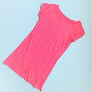 Lilly Pulitzer 100% Pima Cotton Hot Pink Shirt Dress Size Medium Burnout Light